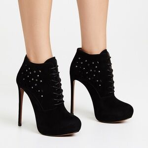 Alaia Ankle Boots Laser Cut Out Suede Lace Up Platform